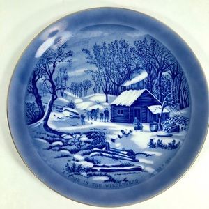 Currier and Ives “A Home In The Wilderness” Decorative Plate 8 1/4” Americana!